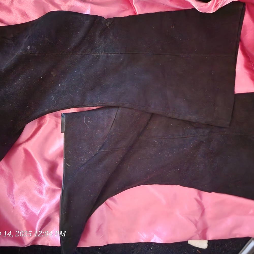Knee high wedge boots black 11